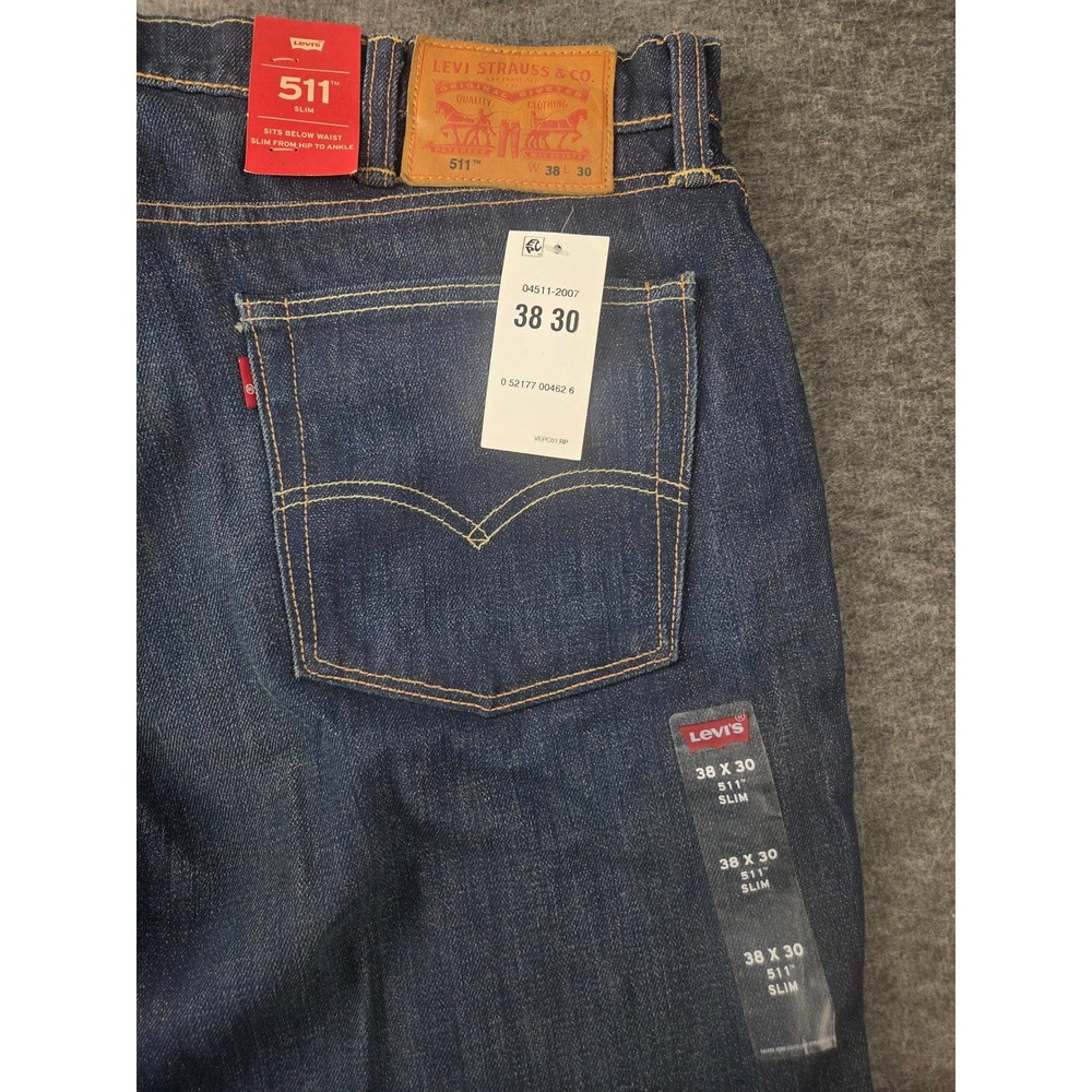 Levi's Jeans Men 38x30 Blue 511 Slim White Oak Cone Denim Dark Wash 04511-2007 - Picture 3 of 8